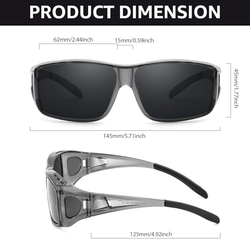 FIMILU 2PCS Polarized Sunglasses Fit Over Glasses for Men, Wrap Around Sunglasses for Driving & Outdoor UV400 Protection - Image 5