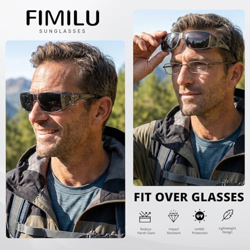 FIMILU 2PCS Polarized Sunglasses Fit Over Glasses for Men, Wrap Around Sunglasses for Driving & Outdoor UV400 Protection - Image 2