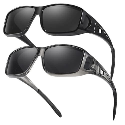 FIMILU 2PCS Polarized Sunglasses Fit Over Glasses for Men, Wrap Around Sunglasses for Driving & Outdoor UV400 Protection - Image 1