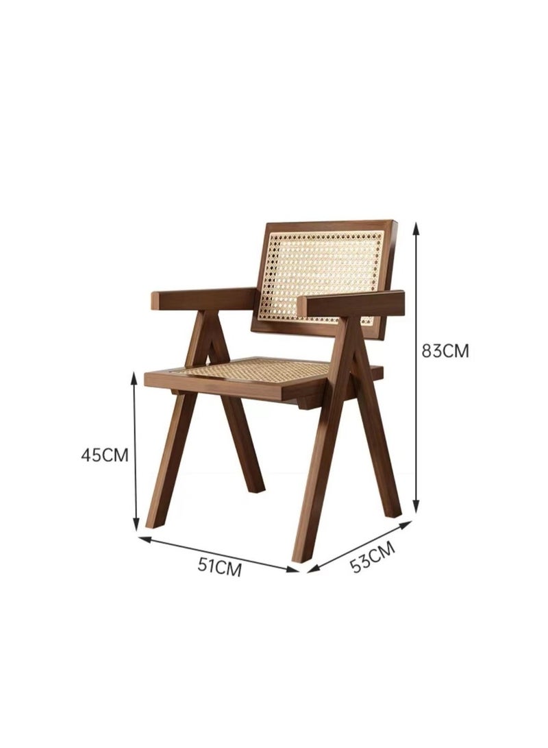 Old_Feller Vintage Chair Chandigarh Chair with PU Leather Soft Bag Seat and Feather Pattern Back for Dining Room, Living Room, Home Office, Cafe, Reddish Brown Color - Image 3
