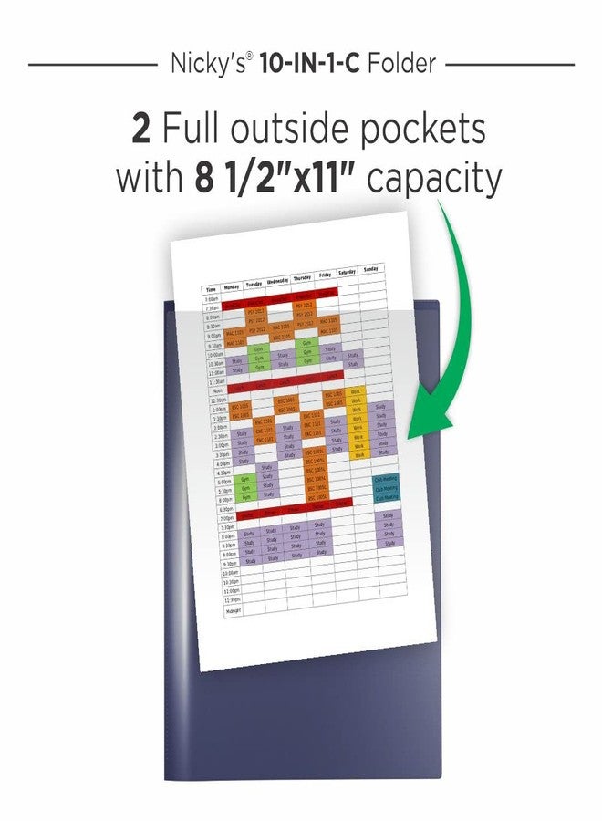 Nicky's Folders Nicky's® Multi Pocket Organizer, 10 or 14 Page Folder, Waterproof, Patented Tear-Resistant, Flexible Plastic, Proudly Made in USA, Binder Substitute. (10-in-1 Clear Inside/Navy Blue Outside) - Image 3