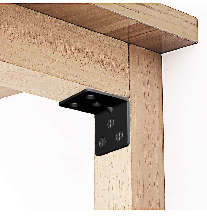 Aufuga Black Stainless Steel Shelf Bracket,Joint Right Angle Bracket,L Shape Heavy Duty Metal Corner Brace Shelf Supporter for Wood Aufuga (10, 2x2x2) - Image 4
