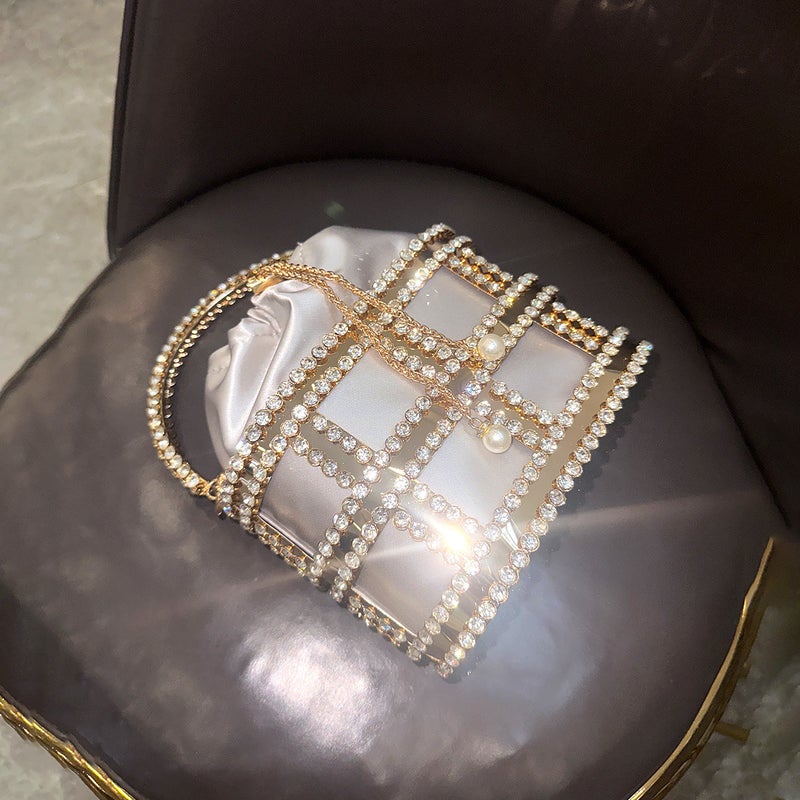 2024 Super Flash Diamond Handbag Fashion Ladies Metal Crossbody Niche Design Bucket Bag All-Match Women'S Dinner Bag - Image 5
