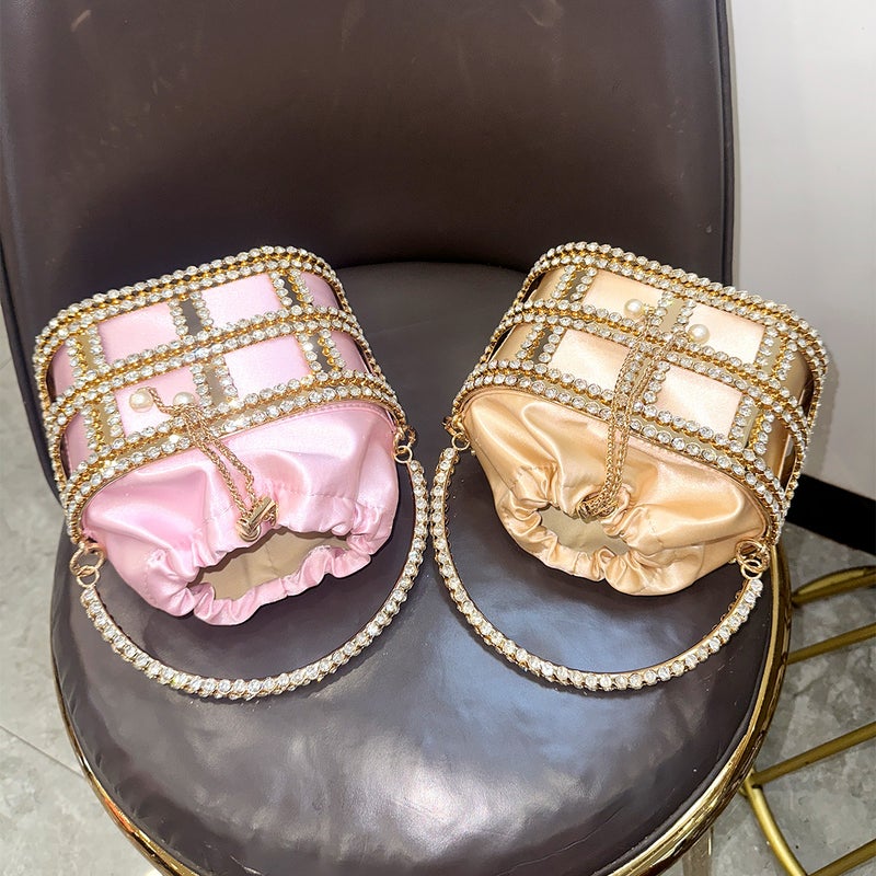 2024 Super Flash Diamond Handbag Fashion Ladies Metal Crossbody Niche Design Bucket Bag All-Match Women'S Dinner Bag - Image 4