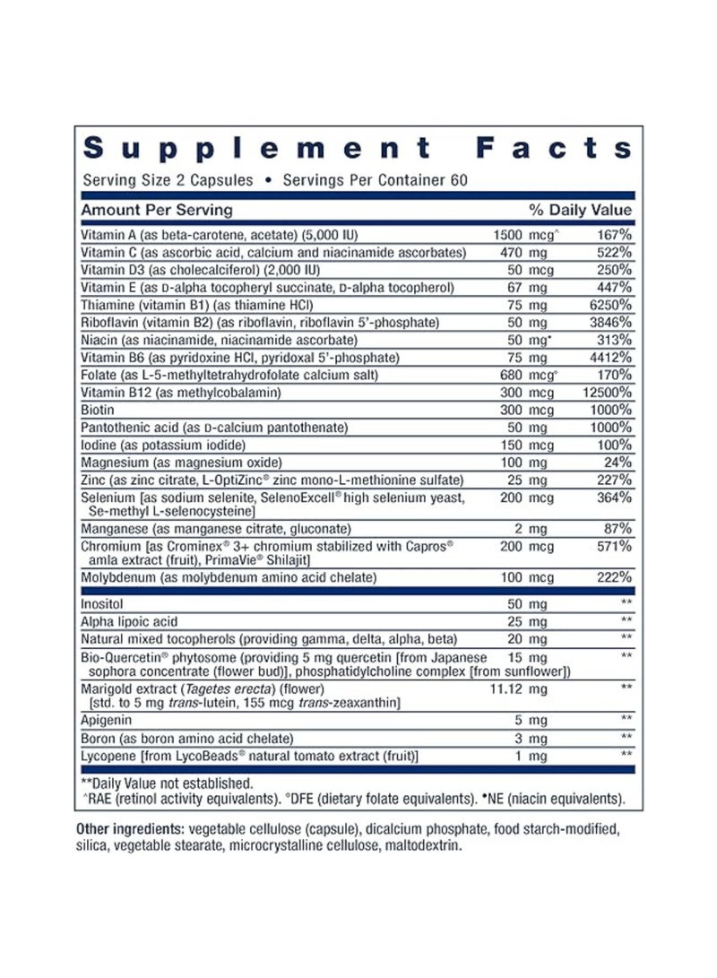 لايف إكستنشن مكمل متعدد الفيتامينات مرتين يوميًا مع الزنك وفيتامين C لدعم صحة المناعة، القلب والدماغ، خالٍ من الغلوتين – 120 كبسولة (تكفي شهرين) - Image 2