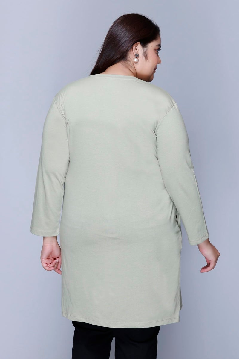 In Love Women's Cotton Chest Printed Full Sleeve Plus Size Long T-Shirt,FSLP570F05_6XL - Image 4
