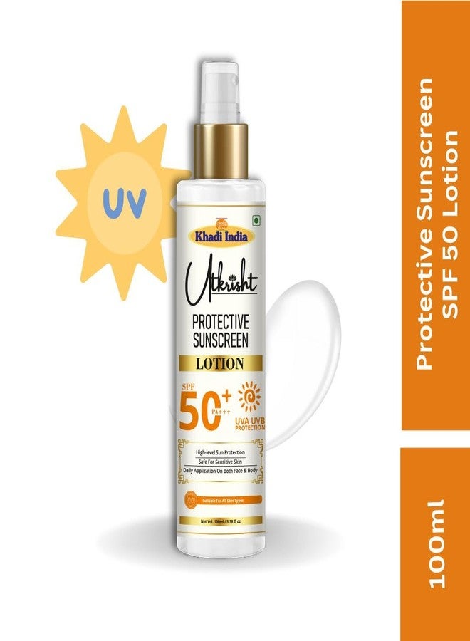 Utkrisht Khadi Protective Sunscreen Lotion SPF 50+ PA+++ 100ml | UVA UVB Protection | Quick Absorbing, Non Comedogenic | Suitable for All Skin Types | Daily Use for Face, Skin & Body | For Men & Women - Image 3