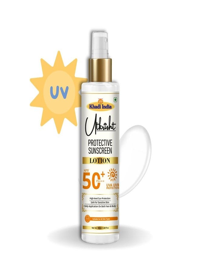 Utkrisht Khadi Protective Sunscreen Lotion SPF 50+ PA+++ 100ml | UVA UVB Protection | Quick Absorbing, Non Comedogenic | Suitable for All Skin Types | Daily Use for Face, Skin & Body | For Men & Women - Image 2