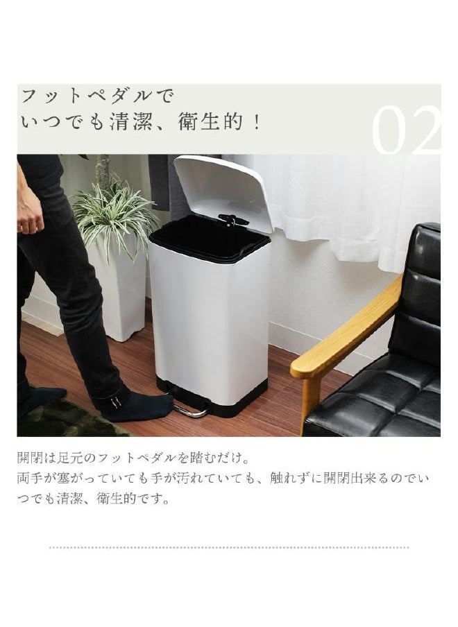 LOFT - SOFTCL,TRASH BIN-30L,L34XP30.5XH61CMS,WHITE,IRON-133680 - Image 1