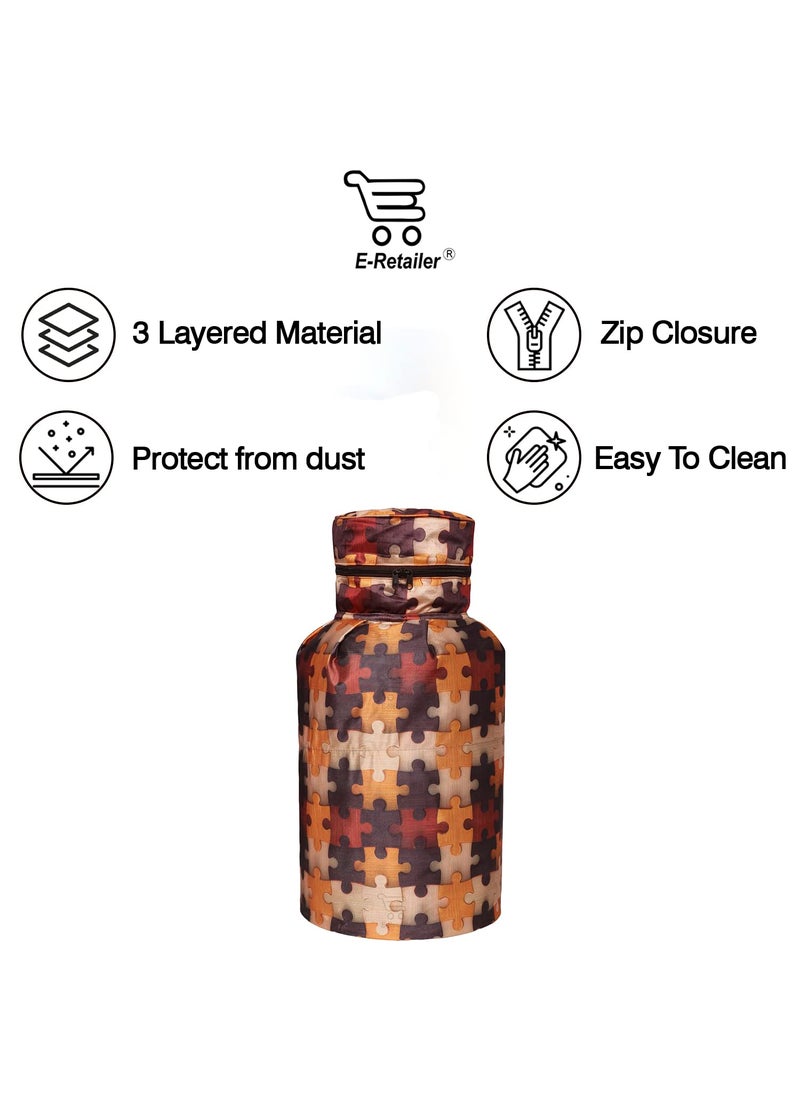 E-Retailer ERetailer Polyester 3Layered Digital Printed LPG Gas Cylinder Cover with Zip Enclosure ColorGeometric Brown Size26x14 Inches  - Image 3