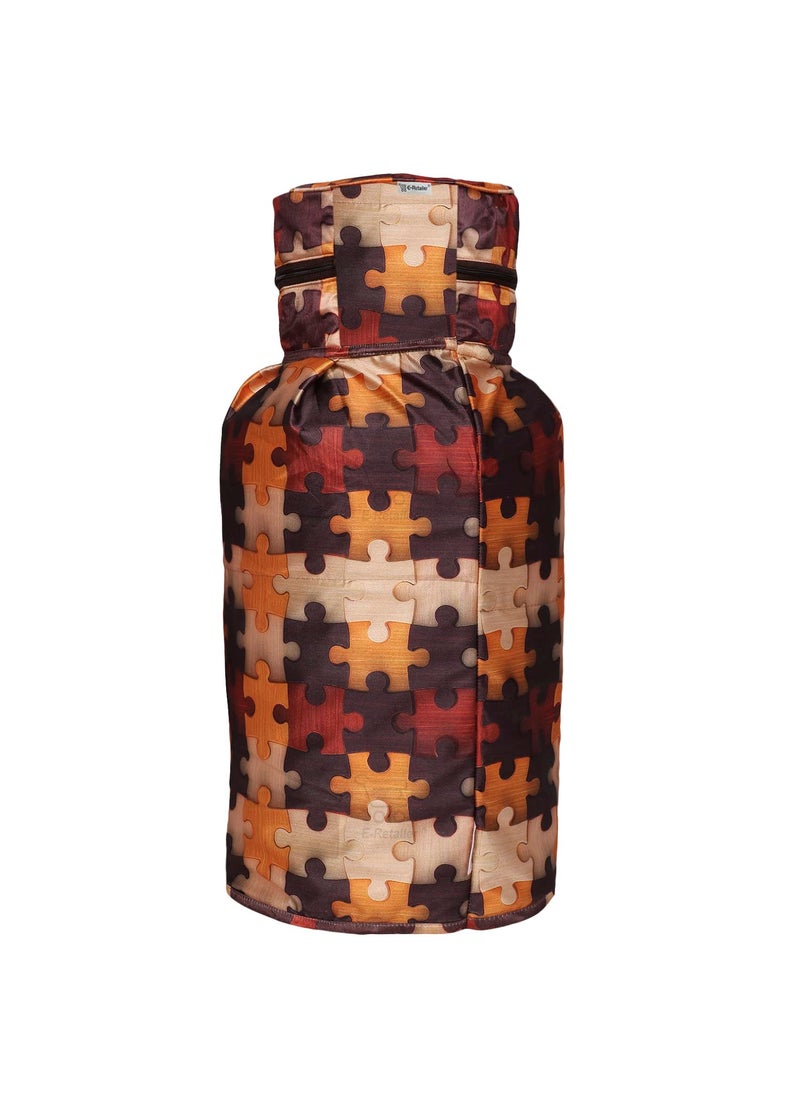 E-Retailer ERetailer Polyester 3Layered Digital Printed LPG Gas Cylinder Cover with Zip Enclosure ColorGeometric Brown Size26x14 Inches  - Image 5