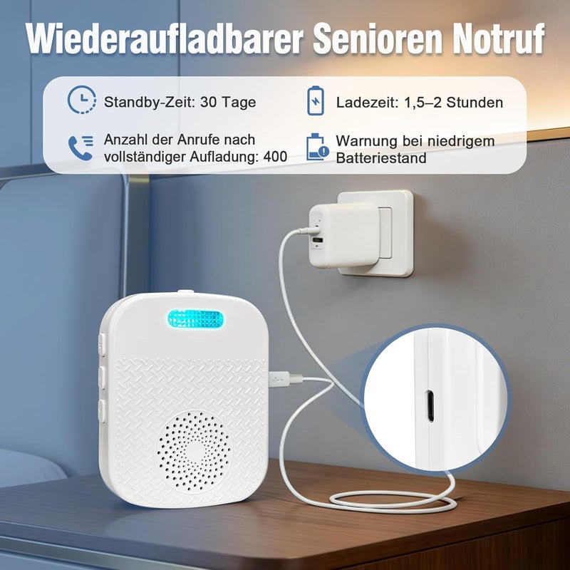 ChunHee Emergency Button for Elderly Internal Remote Assistance System Elderly Emergency Bracelet Rechargeable Receiver SOS Alarm (Receiver*1 + Transmitter*1 + Bracelet*1) - Image 5