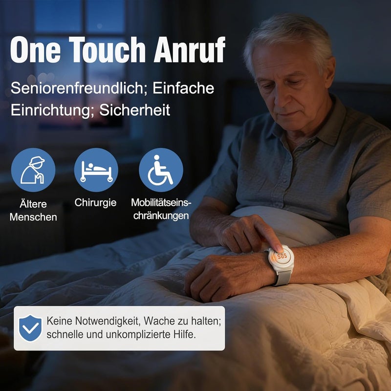 ChunHee Emergency Button for Elderly Internal Remote Assistance System Elderly Emergency Bracelet Rechargeable Receiver SOS Alarm (Receiver*1 + Transmitter*1 + Bracelet*1) - Image 2