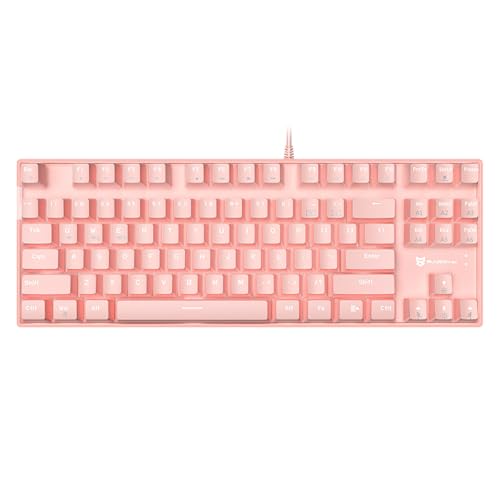 Qisan Wireless Mechanical Keyboard & Wired Gaming Keyboard | 87-Key 80% Compact Layout, Triple Mode 2.4G/USB-C/Bluetooth | White Backlit Blue Switch | Rechargeable Computer Keyboard for Laptop & PC - Image 1