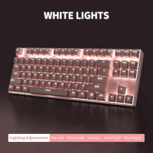 Qisan Wireless Mechanical Keyboard & Wired Gaming Keyboard | 87-Key 80% Compact Layout, Triple Mode 2.4G/USB-C/Bluetooth | White Backlit Blue Switch | Rechargeable Computer Keyboard for Laptop & PC - Image 4