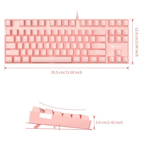 Qisan Wireless Mechanical Keyboard & Wired Gaming Keyboard | 87-Key 80% Compact Layout, Triple Mode 2.4G/USB-C/Bluetooth | White Backlit Blue Switch | Rechargeable Computer Keyboard for Laptop & PC - Image 2
