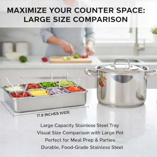 Jugetware Stainless Steel Yakumi Pan, Yakumi Pans, Yakumi Mise En Place, Mise En Place Containers, Japanese Food Container, Condiment Containers, Multi Compartment Food Containers (8 Compartment) - Image 3