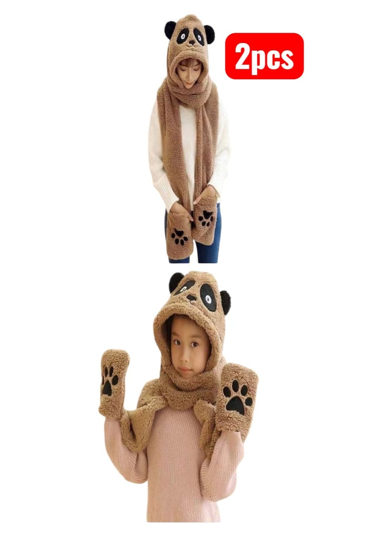 Panda scarves with gloves - Image 1