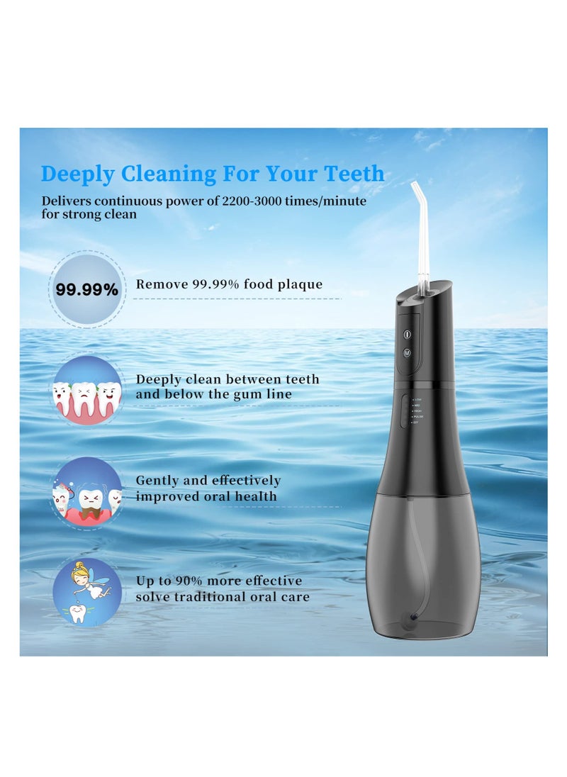 Excefore Cordless Water Dental Flosser, 4 Modes Professional Dental Oral Irrigator, Portable and Rechargeable Oral Irrigator, with IPX8 Waterproof, for Travel, Home Use and Teeth Braces Care (Black)  - Image 2