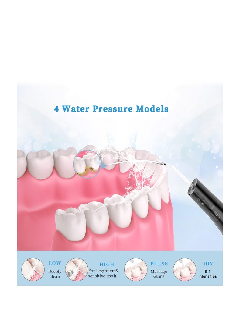 Excefore Cordless Water Dental Flosser, 4 Modes Professional Dental Oral Irrigator, Portable and Rechargeable Oral Irrigator, with IPX8 Waterproof, for Travel, Home Use and Teeth Braces Care (Black)  - Image 3
