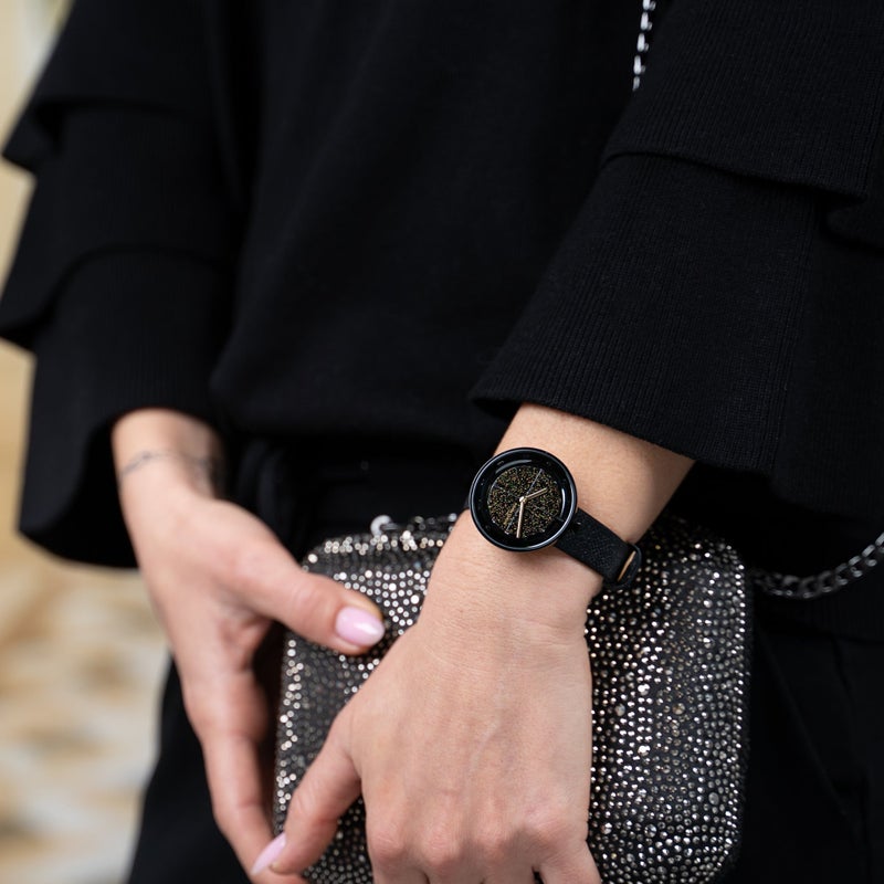 PIERRE CARDIN Women's Watch with Black Stainless Steel Case and Black Leather Band - Image 5