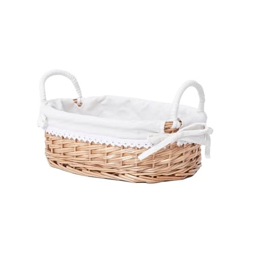 SHCMSADO Wicker Bread Basket with Removable White LinerServing Bread Basket For Kitchen Counter With Handle126X84X394 Inches - Image 1