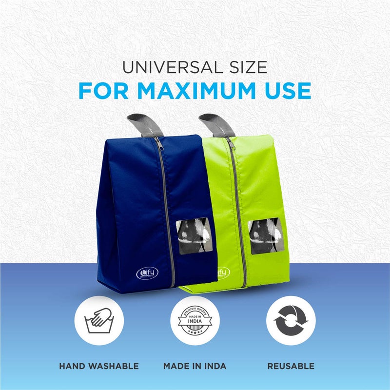 Lify حقائب أحذية السفر مع عرض حقائب أحذية مقاومة للماء، حقائب تنظيم أحذية السفر المحمولة من النايلون مع سحاب للنساء والرجال - (فلوريسنت (أخضر نيون) - 3 قطع) - Image 4