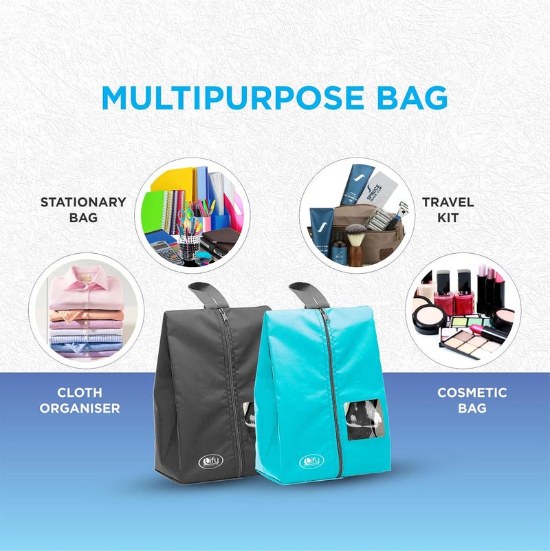 Lify حقائب أحذية السفر مع عرض حقائب أحذية مقاومة للماء، حقائب تنظيم أحذية السفر المحمولة من النايلون مع سحاب للنساء والرجال - (فلوريسنت (أخضر نيون) - 3 قطع) - Image 2