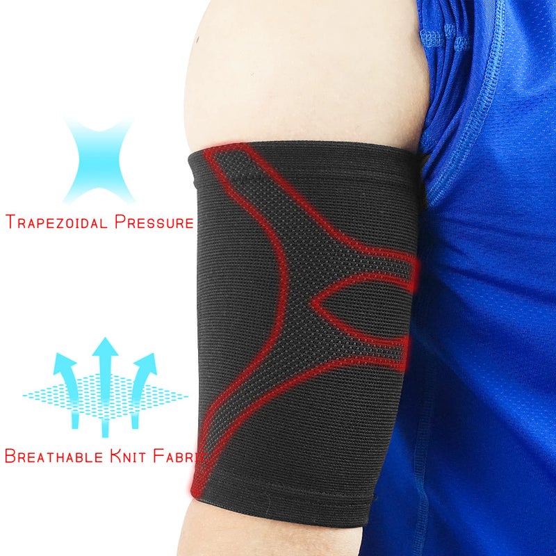 Luwint Bicep Tendonitis Brace, Knitted Compression Upper Arm Sleeve Support, 1 Pair (Large) - Image 3