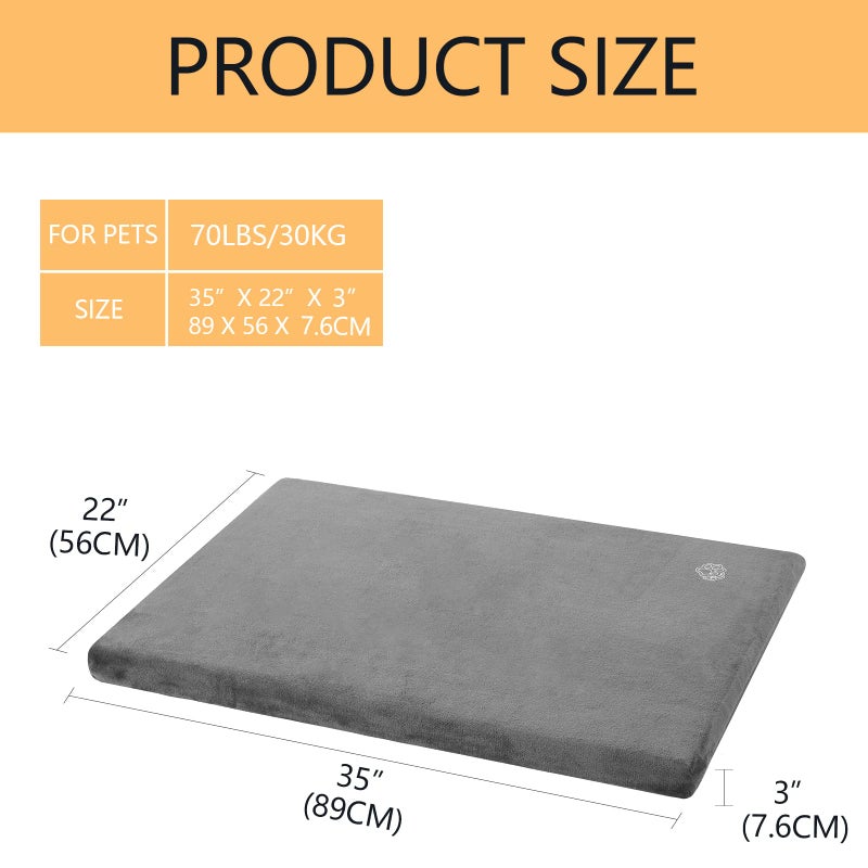 EMPSIGN Stylish Dog Bed Mat Dog Crate Pad Mattress Reversible (Cool & Warm), Water Proof Linings, Removable Machine Washable Cover, Firm Support Pet Crate Bed for Small to XX-Large Dogs, Grey - Image 2
