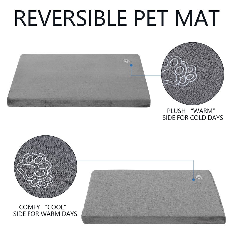 EMPSIGN Stylish Dog Bed Mat Dog Crate Pad Mattress Reversible (Cool & Warm), Water Proof Linings, Removable Machine Washable Cover, Firm Support Pet Crate Bed for Small to XX-Large Dogs, Grey - Image 3