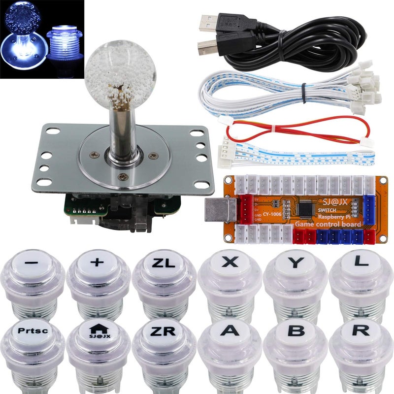وحدة تحكم ألعاب الأركيد مع مصباح LED ومشفر USB ولوحة ألعاب مع أزرار ضوئية بمفاتيح Cherry MX الدقيقة وعصا تحكم LED رباعية/ثمانية الاتجاهات لأجهزة Nintendo Switch وPC وPS3 وRaspberry Pi وMAME - Image 1