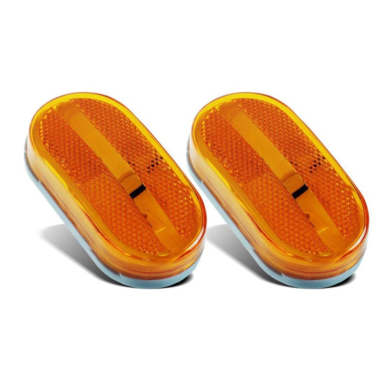 Partsam 2Pcs DOT Certified Amber 4 Inch LED Trailer RV Camper Side Marker Clearance Lights Lamps 6 Diodes with Reflex Lens Surface Mount Reflective 2x4 Rectangle Truck Marker Lights Front Rear