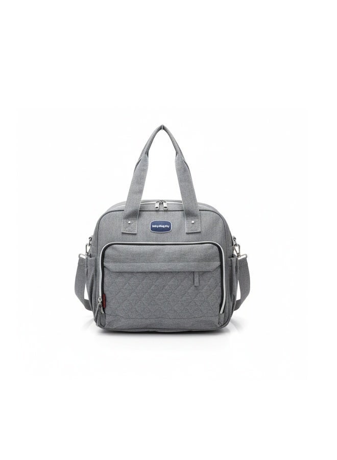 حقيبة حفاضات ومستلزمات الأطفال والبيبي ، تصميم مبطن عصري بجيوب متعددة وحزام كتف قابل للتعديل - رمادي - Image 5