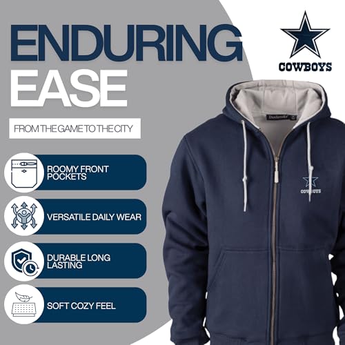 Dunbrooke NFL Dallas cowboys Craftsman Full Zip Thermal Hoodie, Navy/Grey, 5X - Image 3
