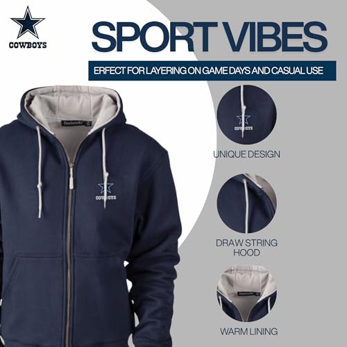 Dunbrooke NFL Dallas cowboys Craftsman Full Zip Thermal Hoodie, Navy/Grey, 5X - Image 2