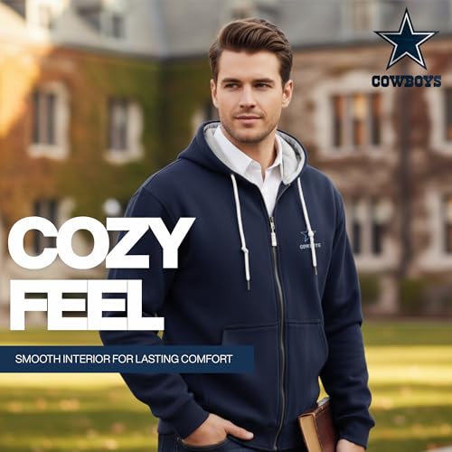 Dunbrooke NFL Dallas cowboys Craftsman Full Zip Thermal Hoodie, Navy/Grey, 5X - Image 5