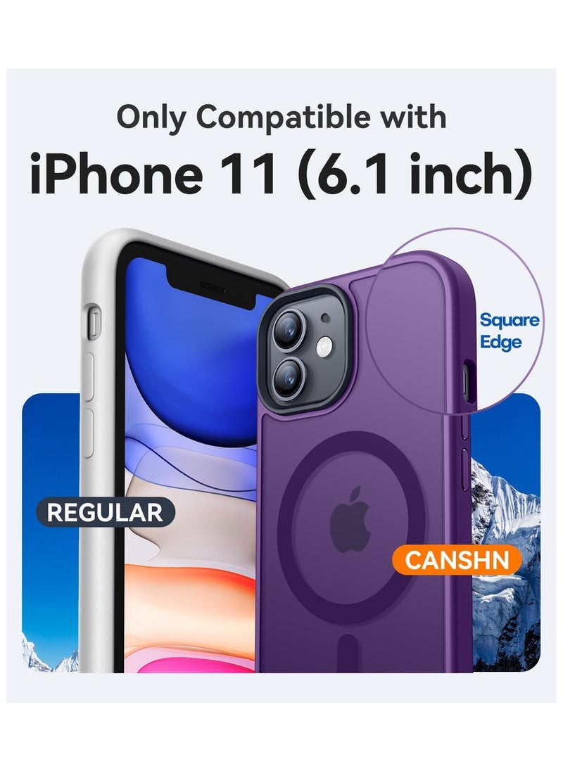Generic - Magnetic Case For iPhone 11 6.1 Case Compatible with MagSafe Military Grade Protection Shockproof Translucent Matte Case Anti Scratch Shockproof Phone Case (Deep Purple) - Image 1