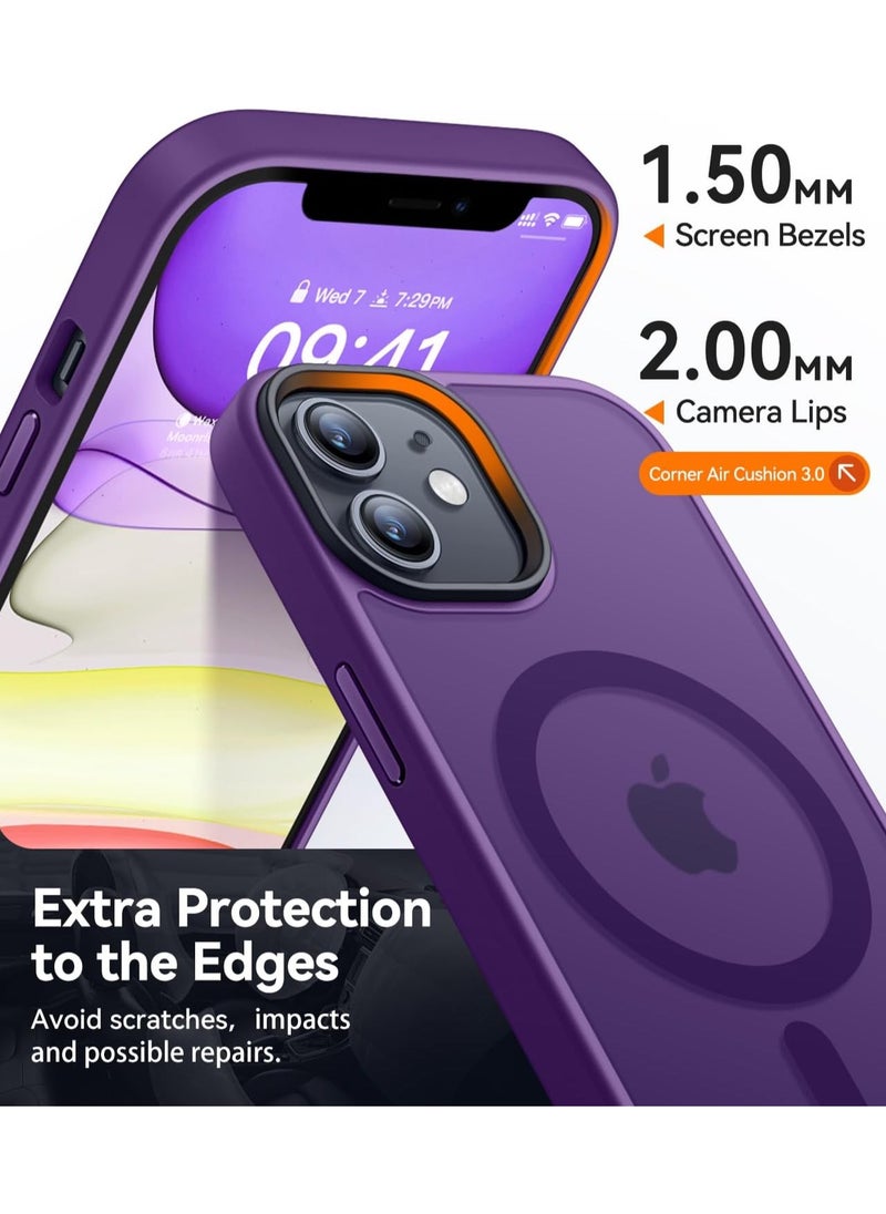 Generic - Magnetic Case For iPhone 11 6.1 Case Compatible with MagSafe Military Grade Protection Shockproof Translucent Matte Case Anti Scratch Shockproof Phone Case (Deep Purple) - Image 1