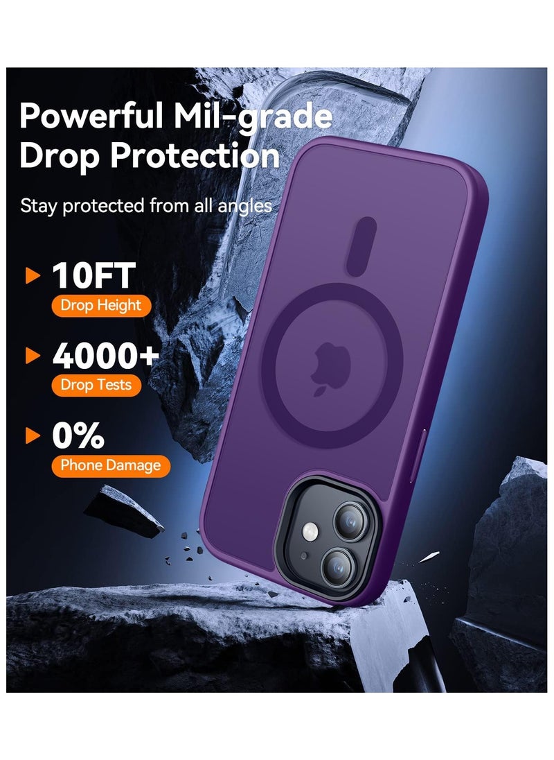 Generic - Magnetic Case For iPhone 11 6.1 Case Compatible with MagSafe Military Grade Protection Shockproof Translucent Matte Case Anti Scratch Shockproof Phone Case (Deep Purple) - Image 1