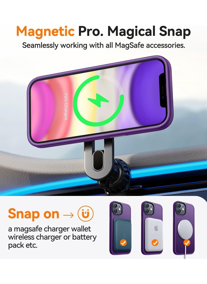 Generic - Magnetic Case For iPhone 11 6.1 Case Compatible with MagSafe Military Grade Protection Shockproof Translucent Matte Case Anti Scratch Shockproof Phone Case (Deep Purple) - Image 1