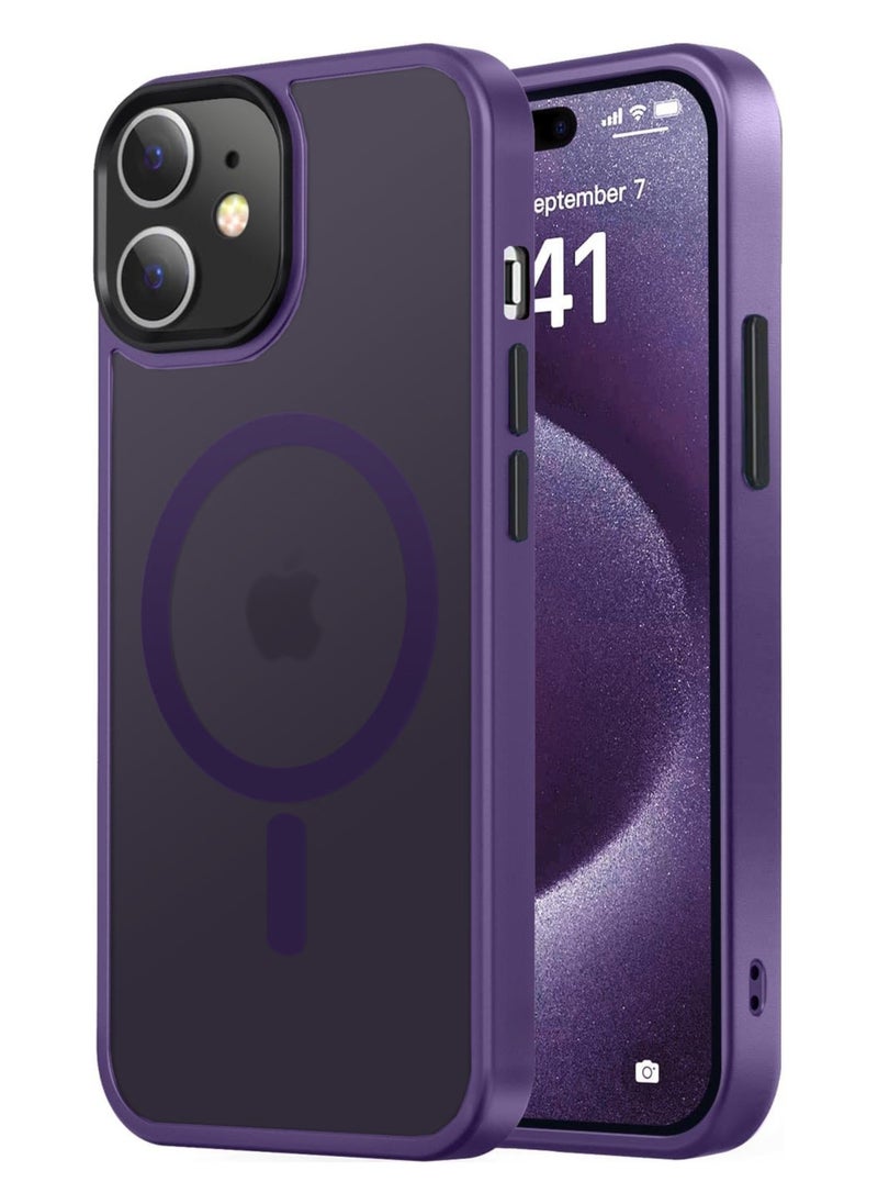 Generic - Magnetic Case For iPhone 11 6.1 Case Compatible with MagSafe Military Grade Protection Shockproof Translucent Matte Case Anti Scratch Shockproof Phone Case (Deep Purple) - Image 1