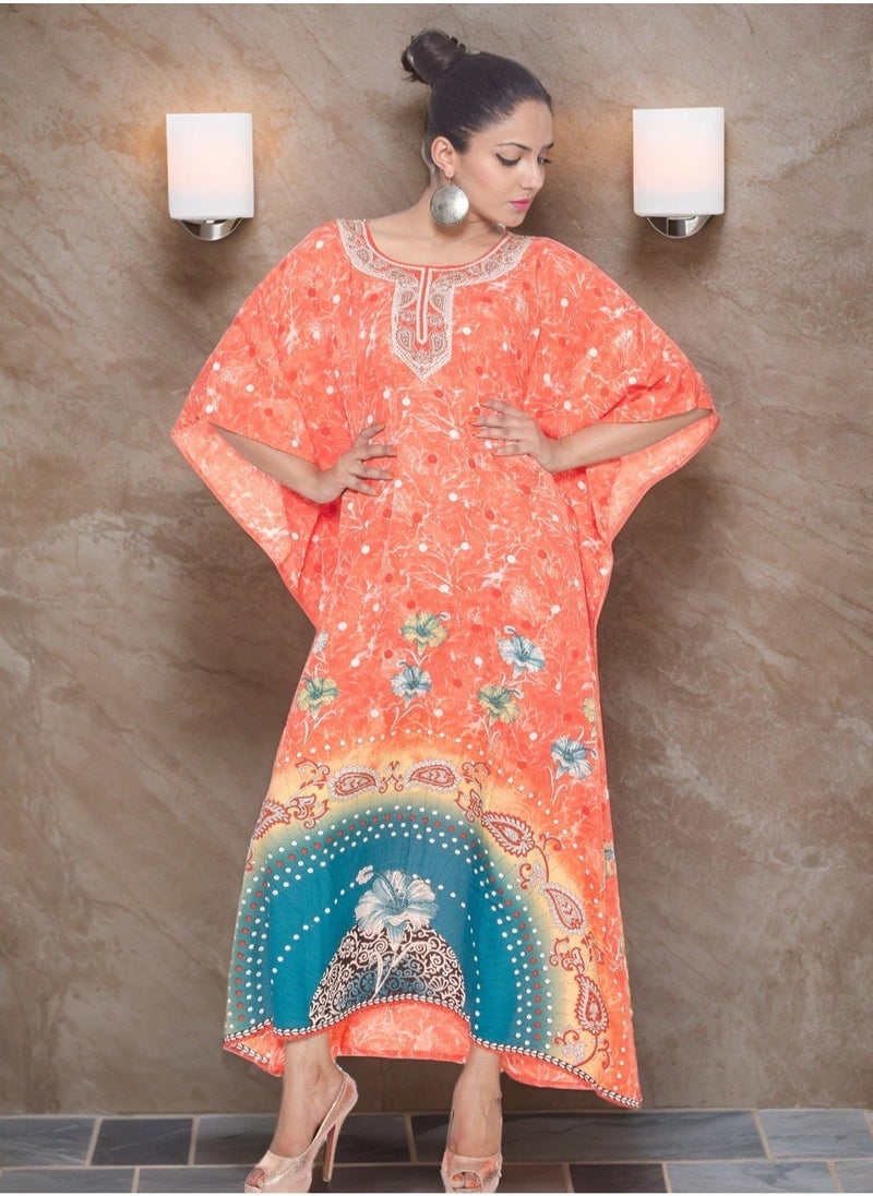Gypsie Blu - Paisley Women Caftan Dress Plus Size Beach Coverup Loungewear Kaftan Dress for Ladies - Image 1