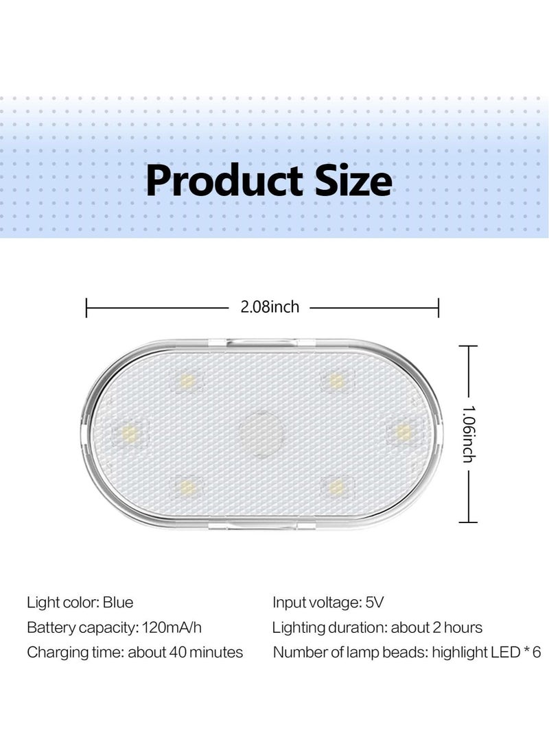 SYOSI Car LED Lights, Interior Portable Small Incar LED Touch Lights with 6 Bright LED Lamp Beads, USB Rechargeable Lighting Light Car Emergency Light (Blue Light)  - Image 2