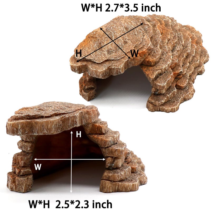 relaqcc Gecko Hide Shale Scape Step Ledge, Reptile Cave Hideout Tank Accessories Decorations, Great for Reptiles, Amphibians, Leopard Gecko, Lizard, Frogs, Turtle (Small-7.3 * 4.4 * 3) - Image 3