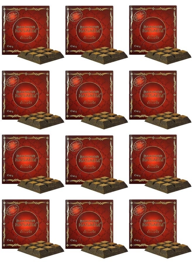 Nabeel 12 Pcs Nabeel Bakhoor Nasaem 40g Luxurious Arabian Incense for a Long-Lasting Blissful and Aromatic Home Ambience - Image 1