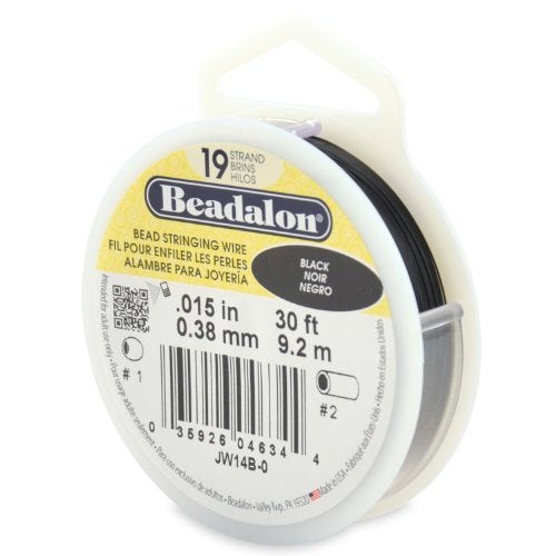 Beadalon 19 Strand Stainless Steel Bead Stringing Wire, .015 in / 0.38 mm, Black, 30 ft / 9.2 m - Image 1