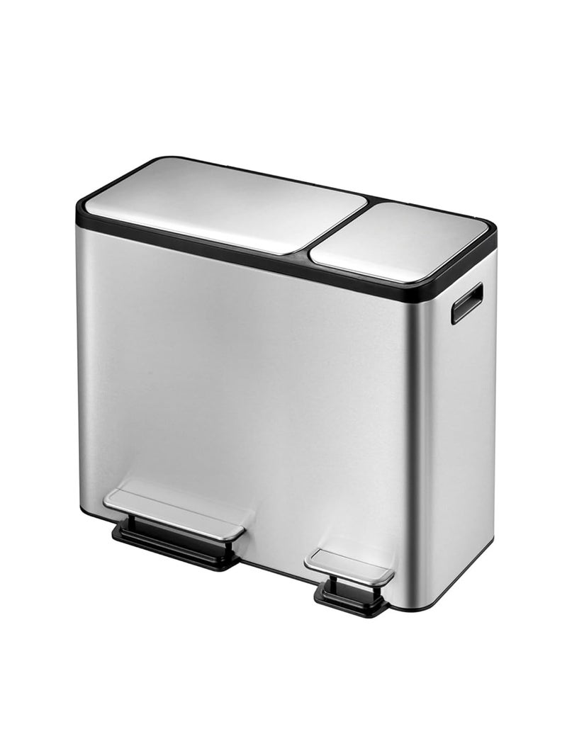 Obsessions Obsessions Stainless Steel Step Dustbin with Dual Liner, 30+15 Litres, Metallic - Image 2