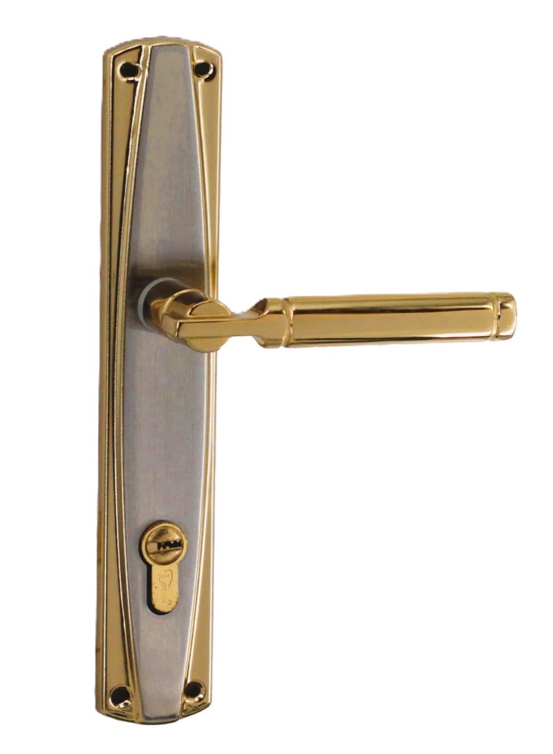 tucra Pair Of Door Handles With Lock Slot Golden/Silver Color - Image 2