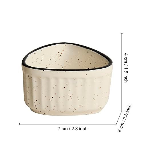 StyleMyWay Handcrafted Ceramic Triangular Ribbed Dip Bowls (Set of 4, 50 ml Each) | Modern White Dip Bowls - Image 3